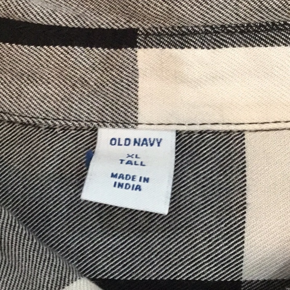 Old navy black & white plaid flannel shirt dress size XL tall - Picture 6 of 6